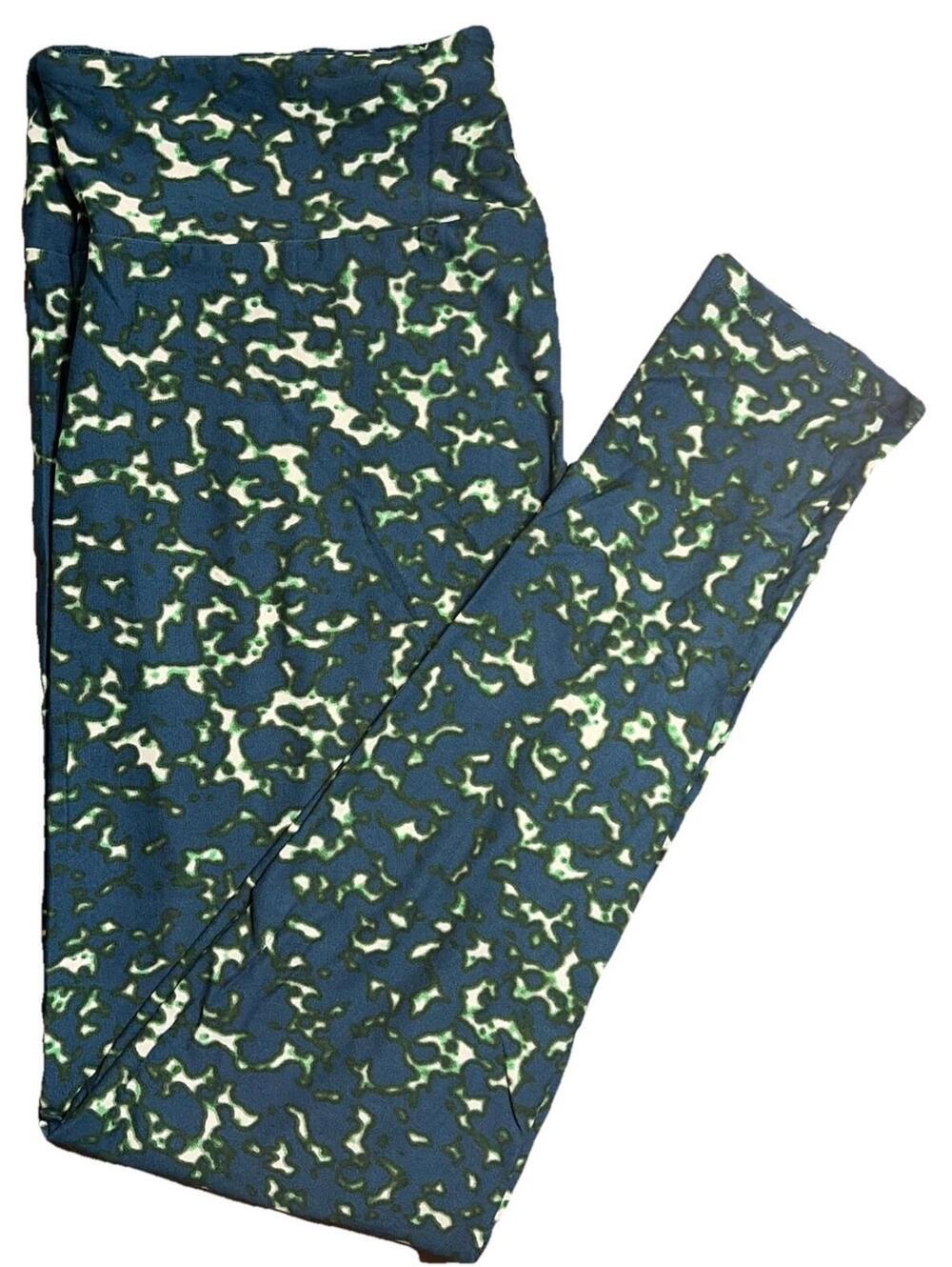 NWT LuLaRoe Halloween Batik Dye Pattern in Teal & Green Leggings Size TC 12-18 - Picture 1 of 6